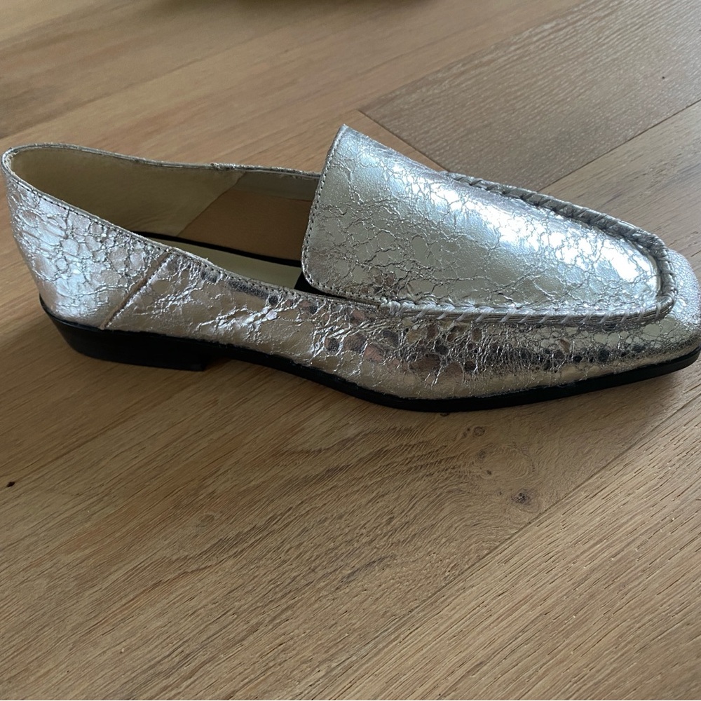Dolce Vita metallic silver distressed leather flat shoes
